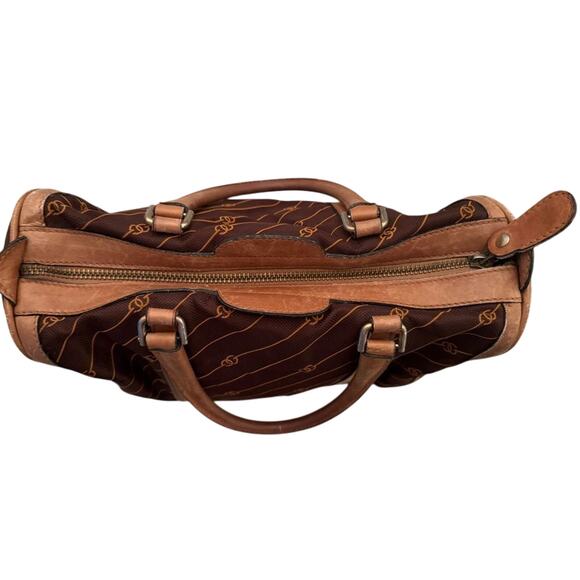 GUCCI Vintage 70's GG Boston Bag in Orange Stripe Brown Canvas Doctor Bag - Picture 2 of 16